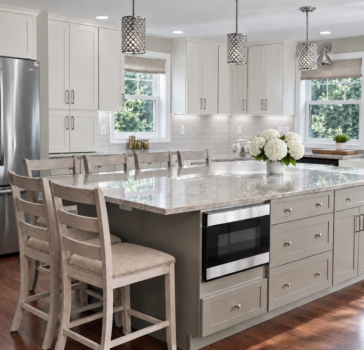 Bright kitchen renovation oversized island glastonbury ct
