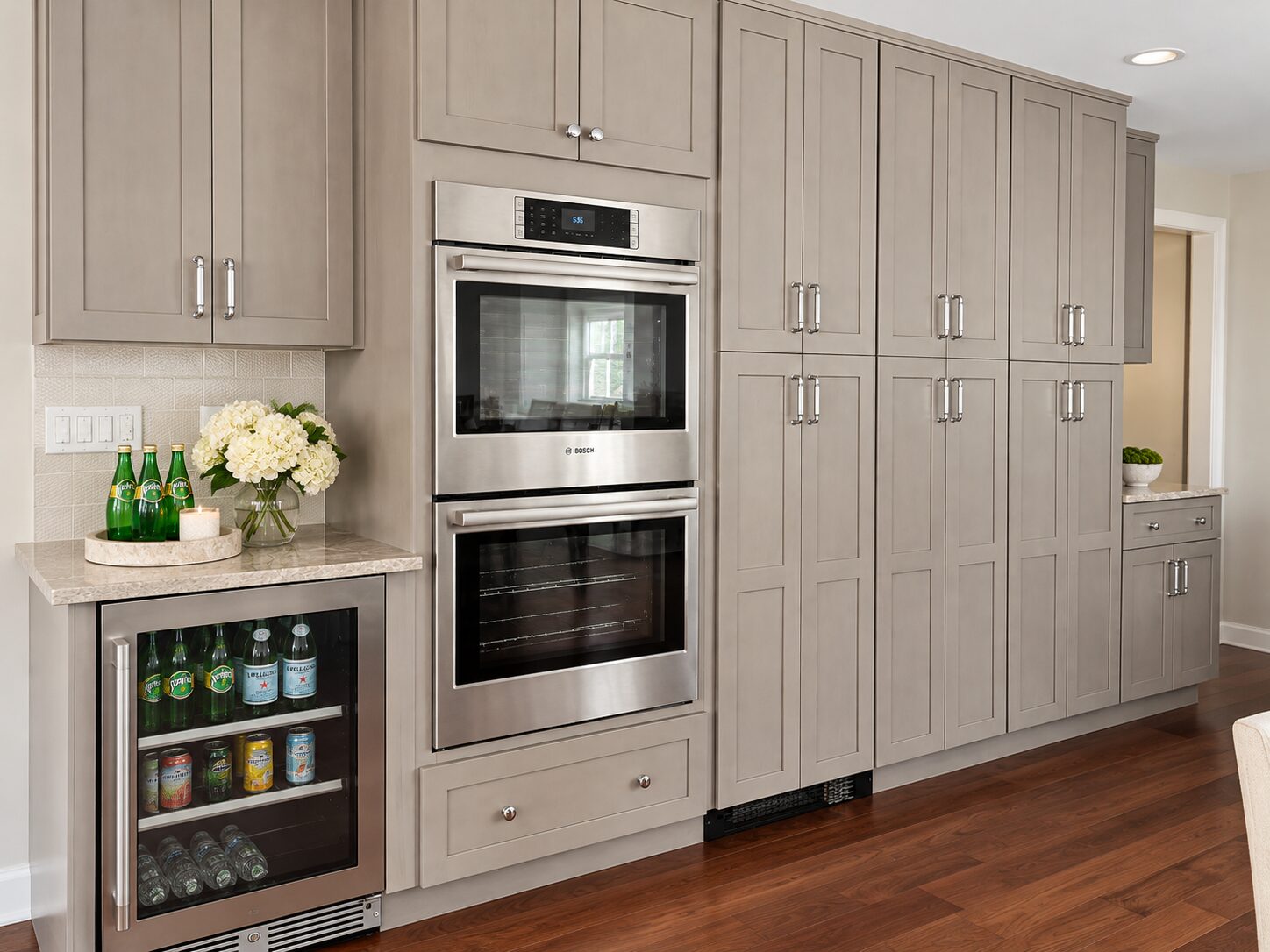 Floor to ceiling pantry, large storage, with beverage storage in Glastonbury home